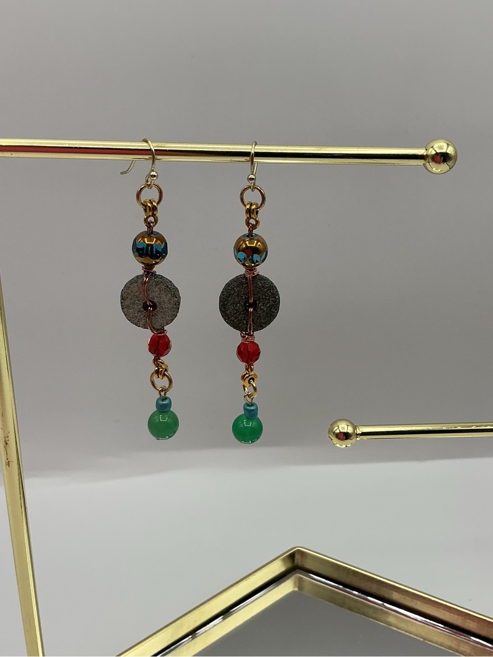 Haobalabu Gold-Tone Dangling Earrings with Metal Donut